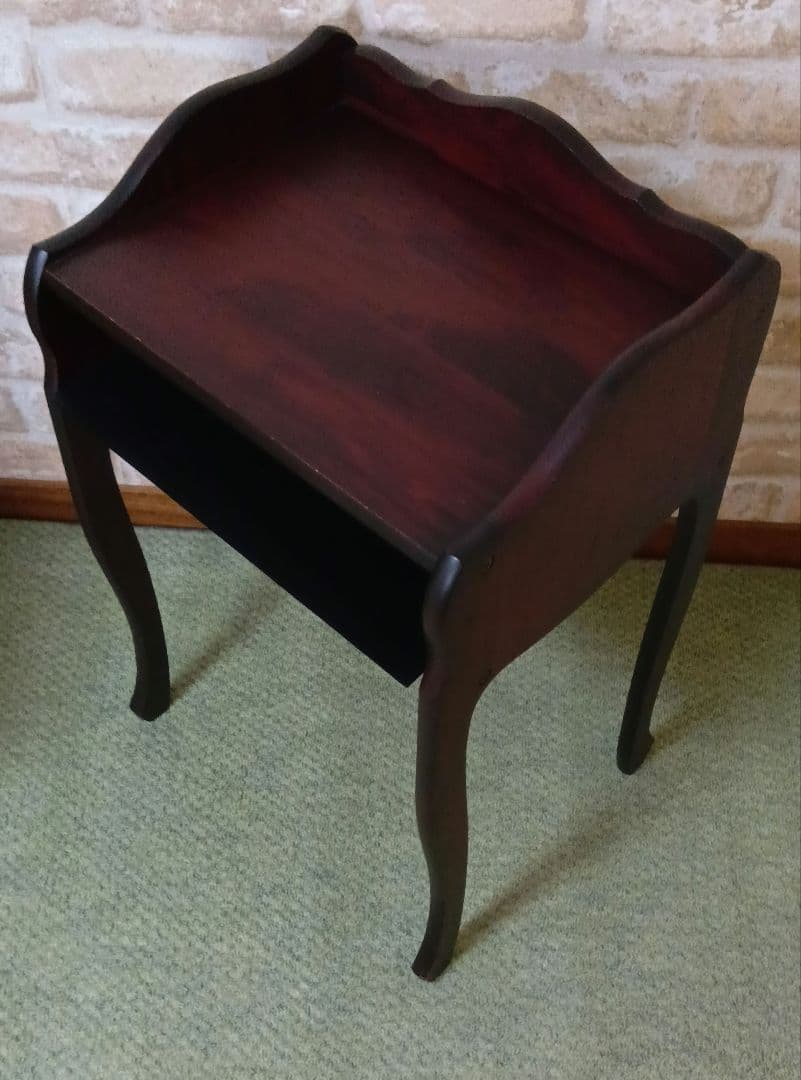 アンティーク調/猫脚　花台電話台飾り台　ブラウン　家具中古43×36×高63cm