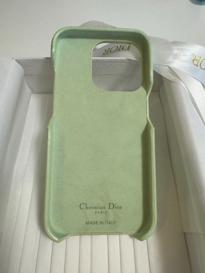 ［美品］DIOR パステルミント★iPhone15proケース