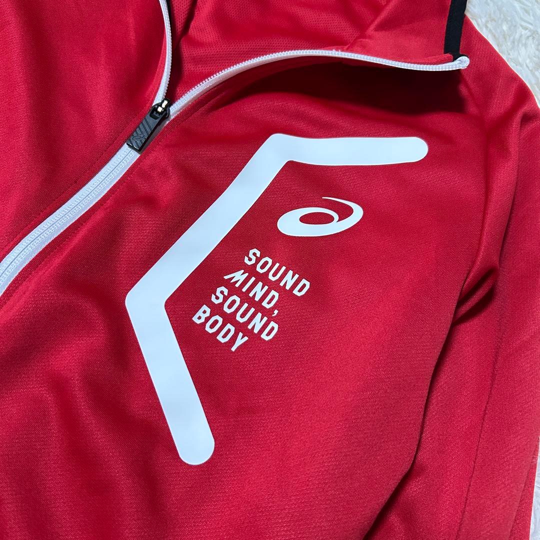 アシックス　asics ジャージ　上下　セットアップ　レッド　ブラック　XS