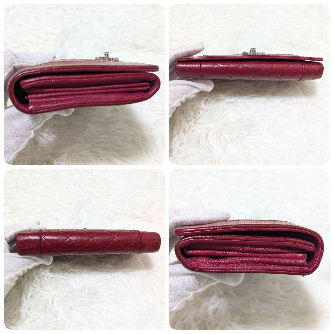 希少✨CHANELシャネル　マドモアゼル　マトラッセ　フラップ　長財布　ボルドー