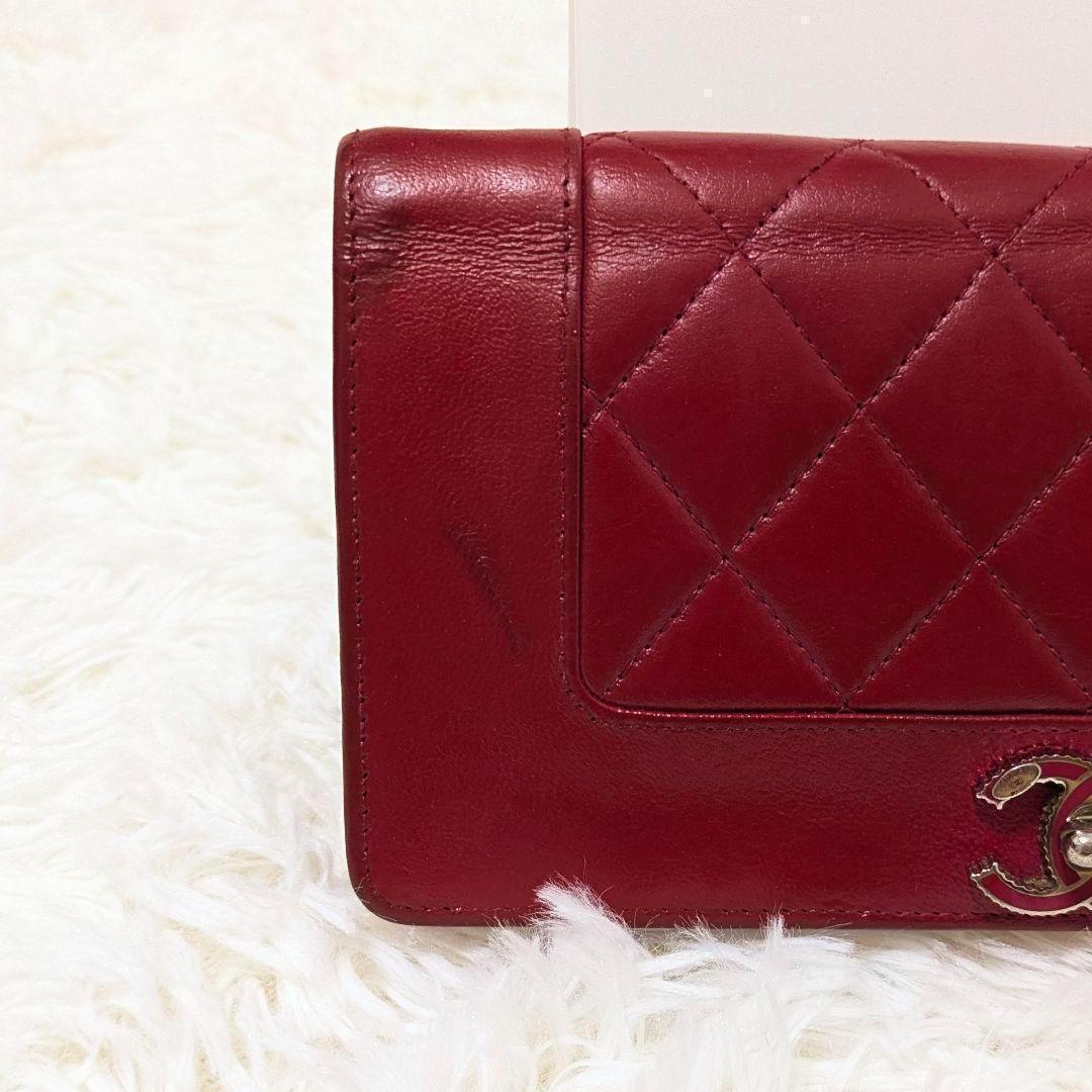 希少✨CHANELシャネル　マドモアゼル　マトラッセ　フラップ　長財布　ボルドー