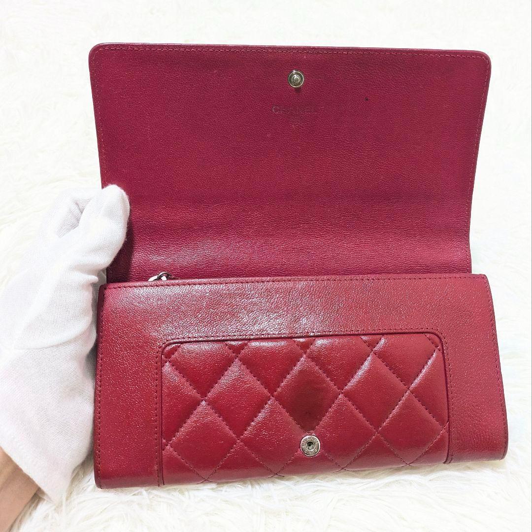希少✨CHANELシャネル　マドモアゼル　マトラッセ　フラップ　長財布　ボルドー