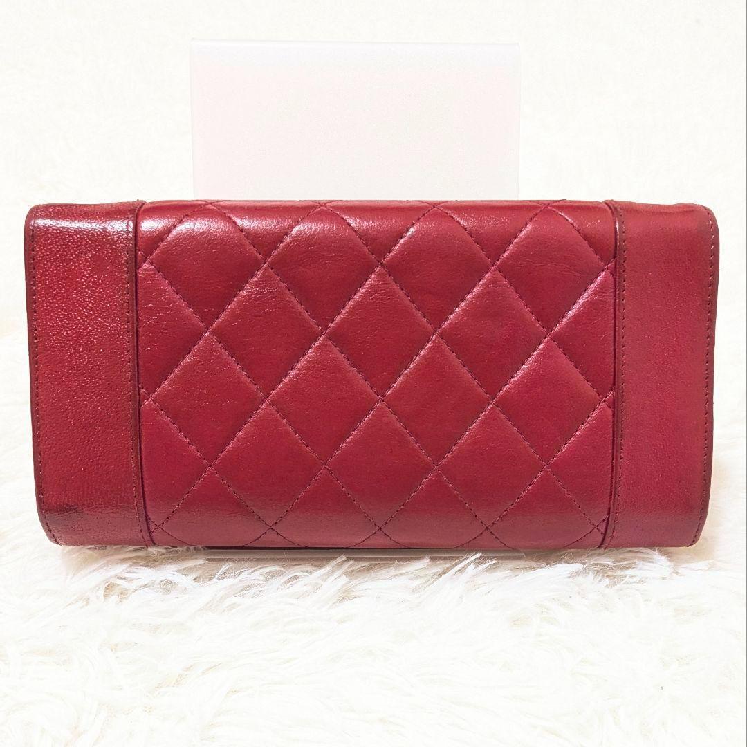 希少✨CHANELシャネル　マドモアゼル　マトラッセ　フラップ　長財布　ボルドー