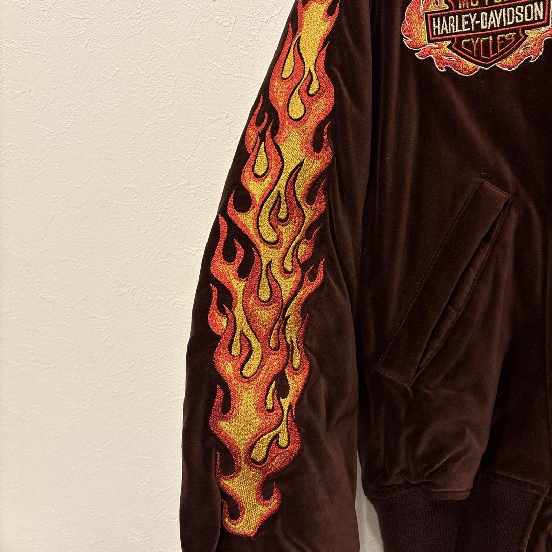 HARLEY DAVIDSON 別珍 ベロア フレイム スカジャン