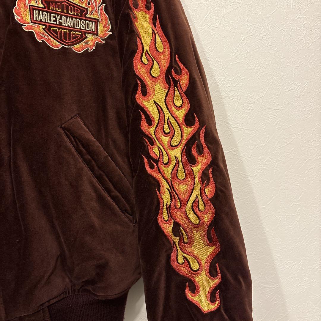 HARLEY DAVIDSON 別珍 ベロア フレイム スカジャン