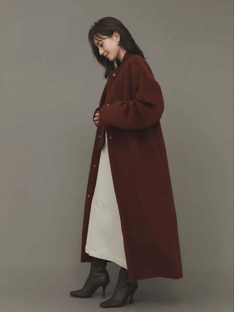 【新品】anuans アニュアンス　クルーネックシャギーロングコート