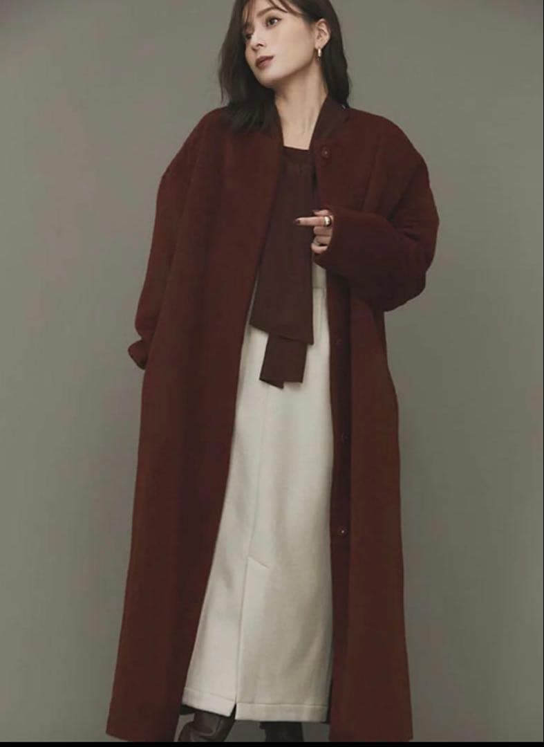 【新品】anuans アニュアンス　クルーネックシャギーロングコート