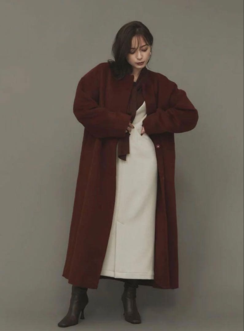 【新品】anuans アニュアンス　クルーネックシャギーロングコート