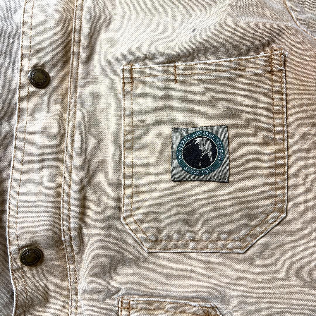 チョアコート ダックジャケット ブラウン S 襟コーデュロイ カバーオール