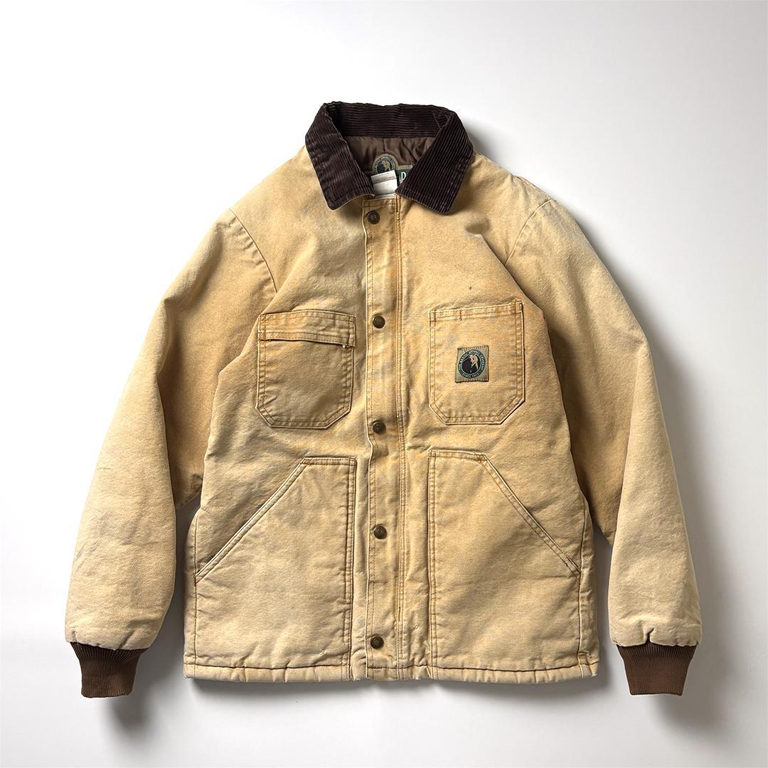 チョアコート ダックジャケット ブラウン S 襟コーデュロイ カバーオール