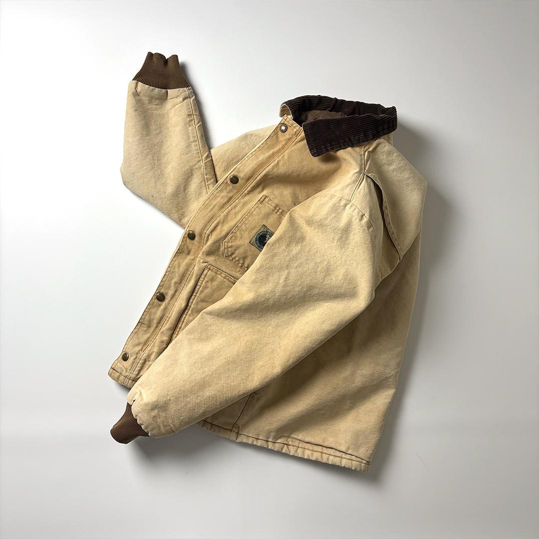 チョアコート ダックジャケット ブラウン S 襟コーデュロイ カバーオール