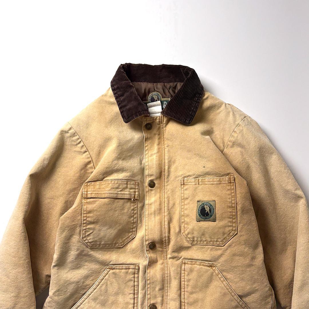 チョアコート ダックジャケット ブラウン S 襟コーデュロイ カバーオール