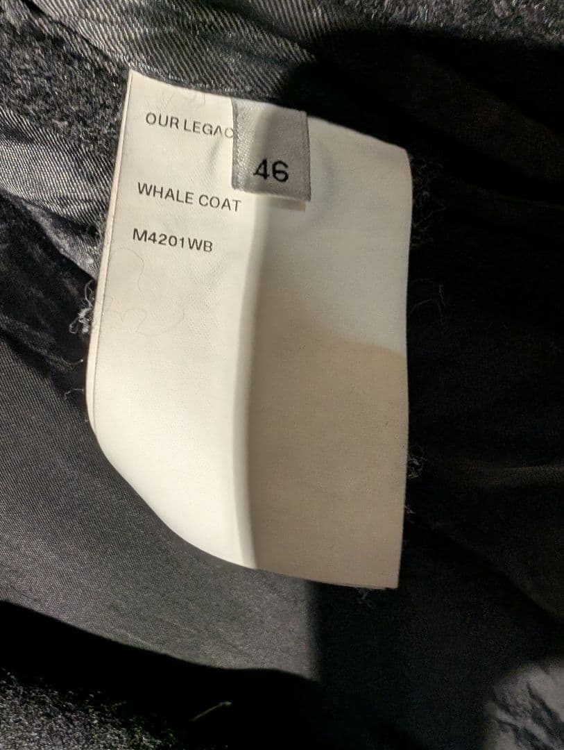 OUR LEGACY WHALE COAT ブラック 46