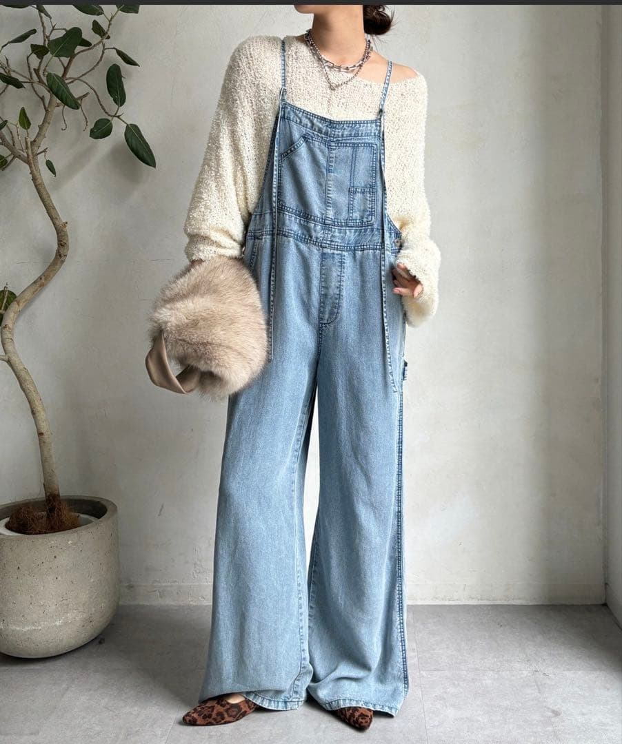 Doudou ライトブルー デニムオーバーオール