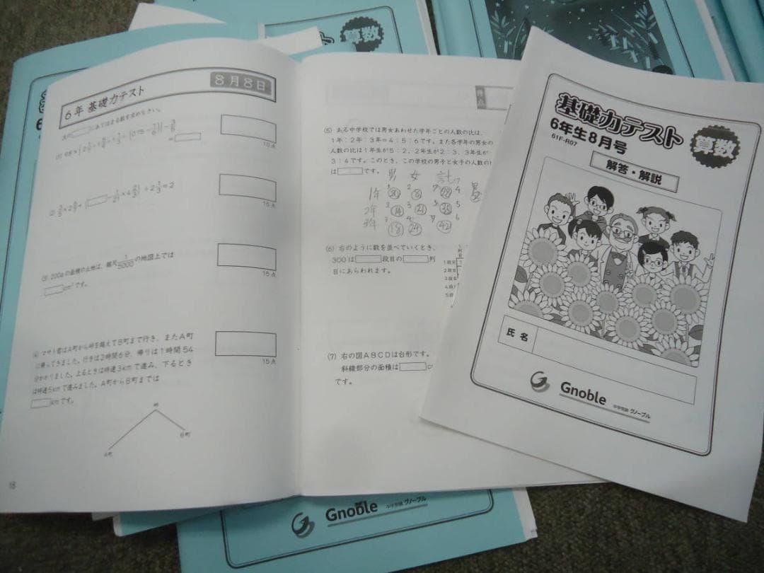 2020年度版　グノーブル 　6年/小6　 算数　基礎力テスト　計12冊