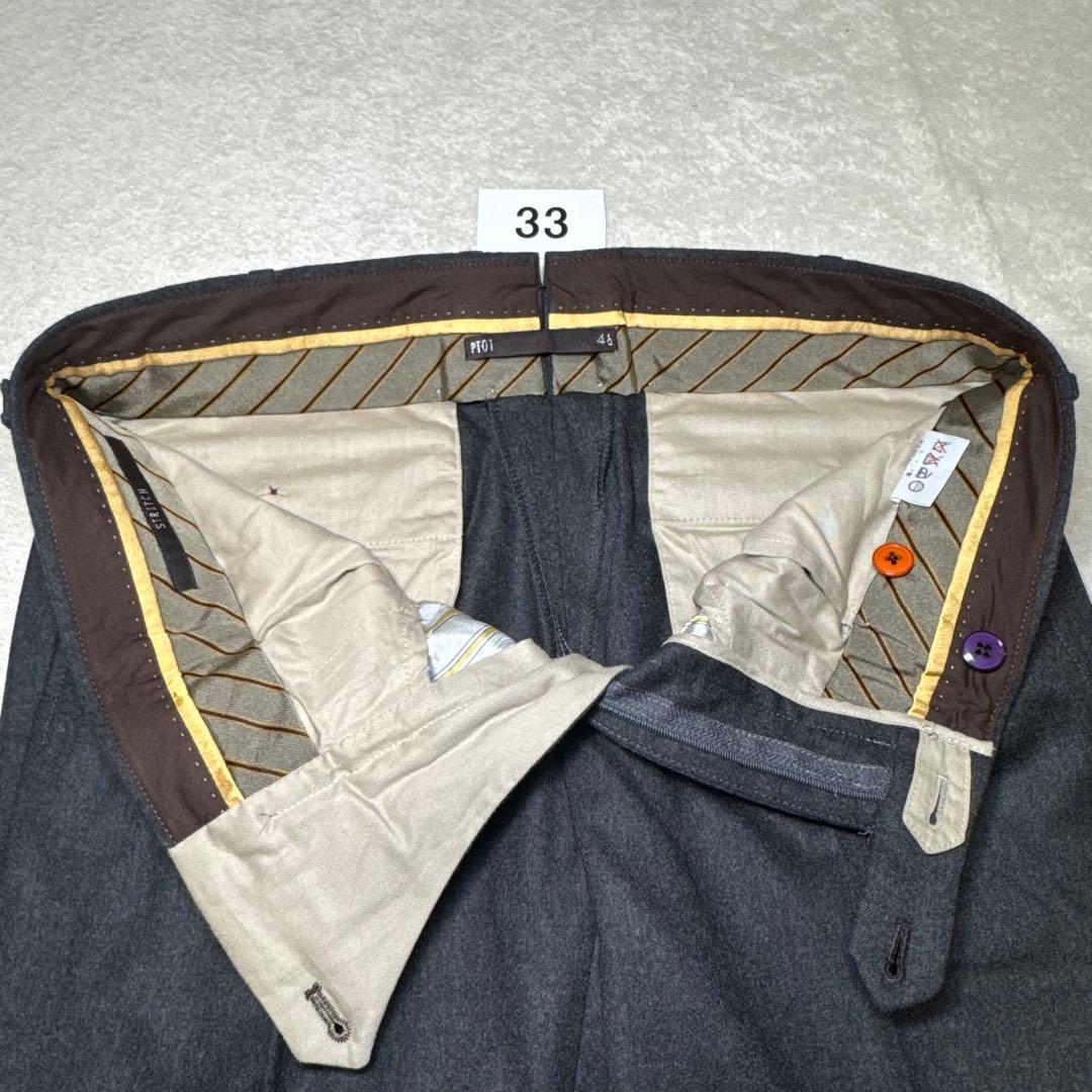 33 秋冬　極美品　PT01 ピーティーゼロウーノ　スラックス　グレー　48