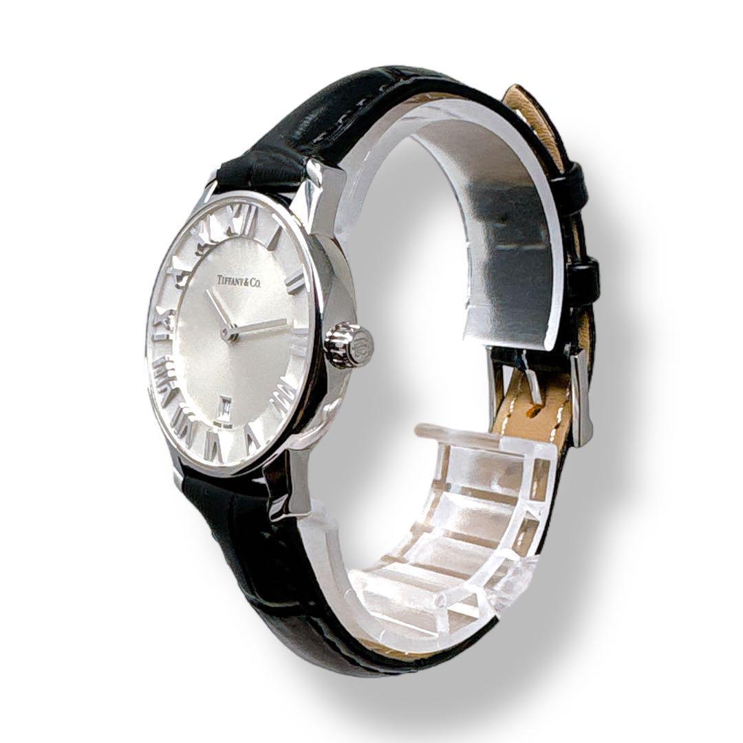 ティファニー アトラス ドーム 革ベルト クォーツ デイト レディース 時計