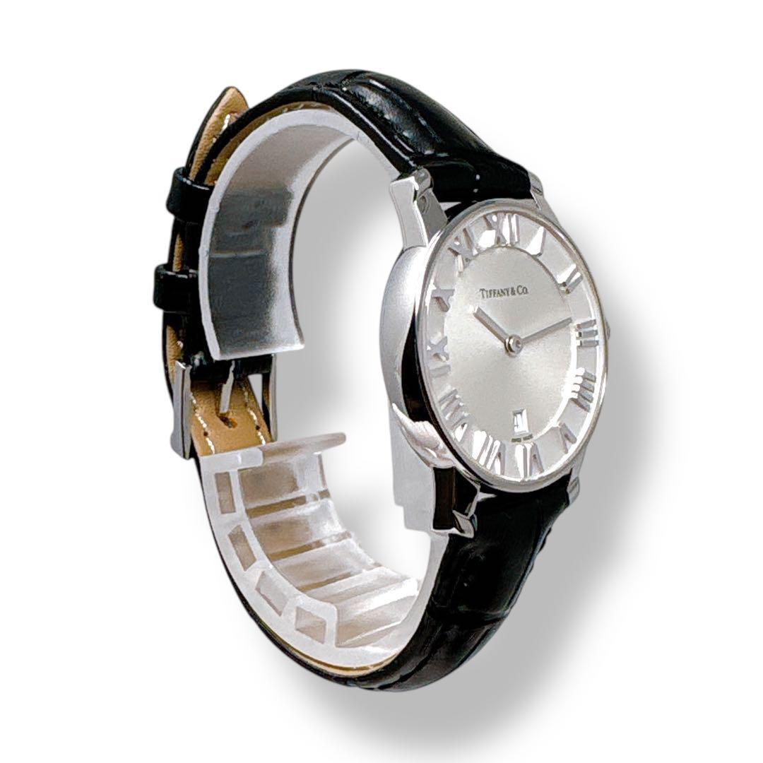 ティファニー アトラス ドーム 革ベルト クォーツ デイト レディース 時計
