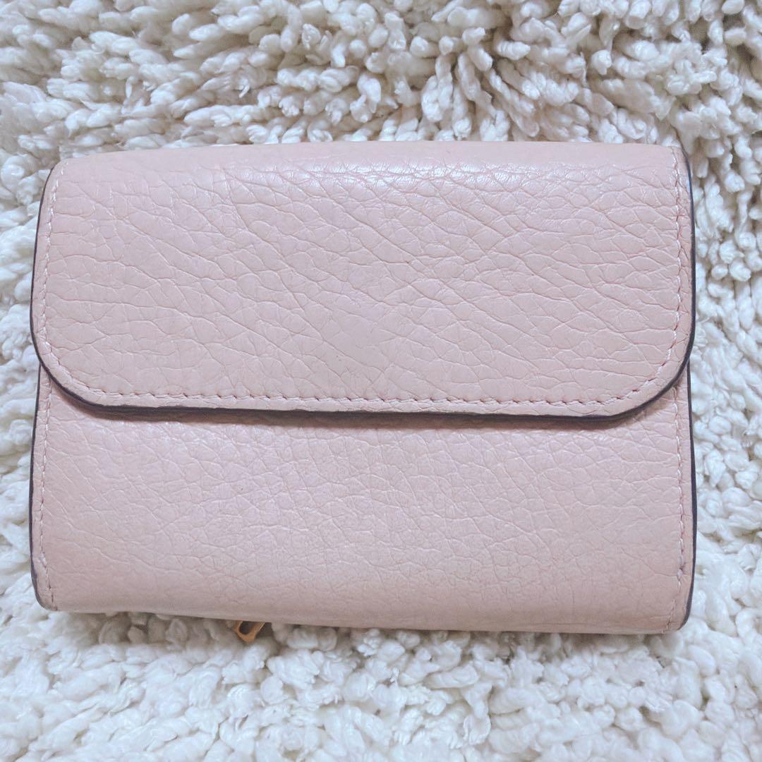 クロエ スモールトリフォールド ウォレット アルファベット 三つ折り財布 ピンク