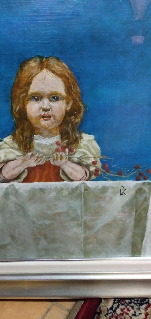 斎藤康介の10号油絵です気球と人形です絵のみの値段です