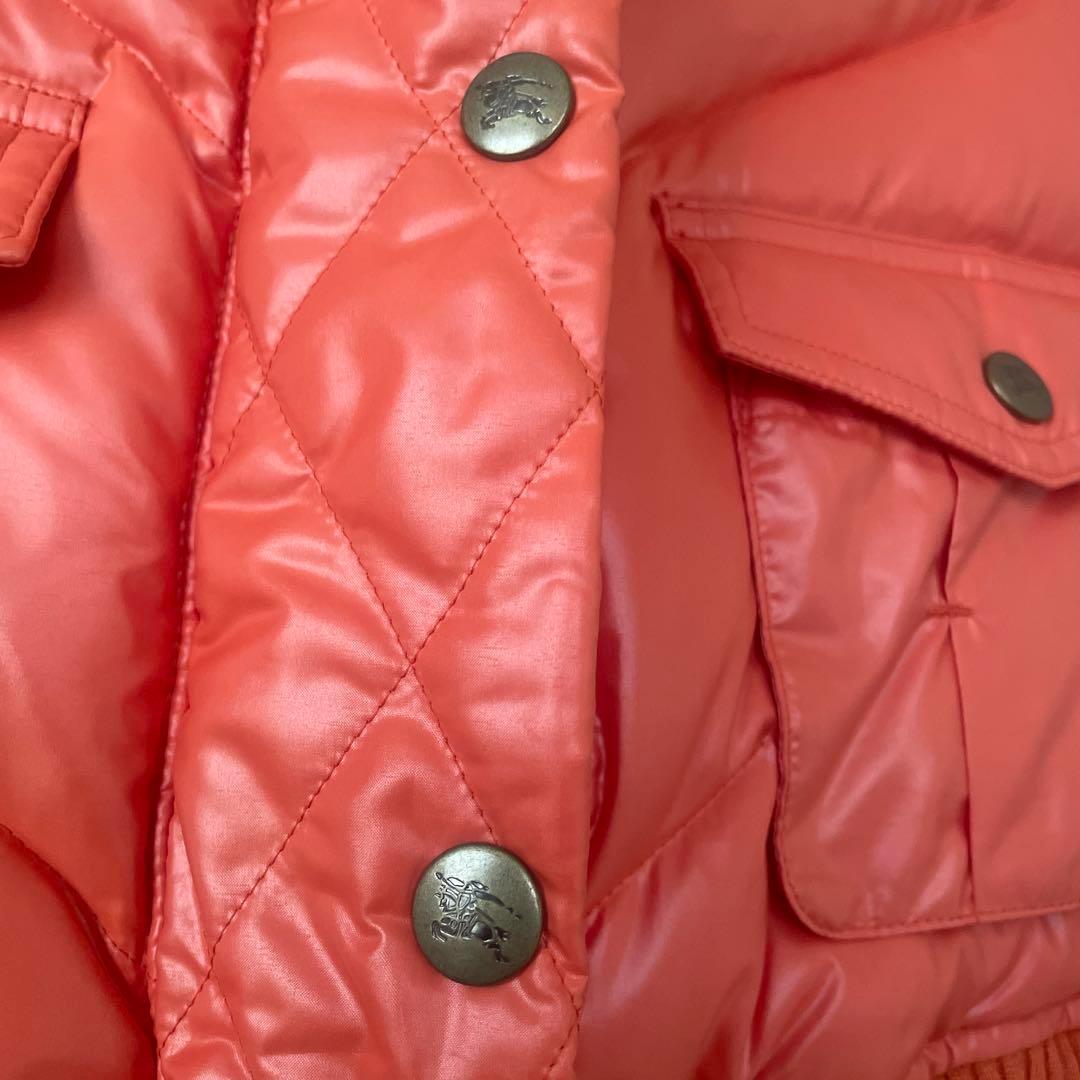 バーバリーブルーレーベル ダウンベスト ラビットファー ノバチェック ワッペン