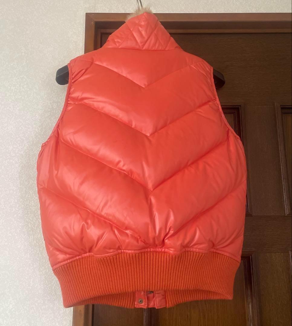 バーバリーブルーレーベル ダウンベスト ラビットファー ノバチェック ワッペン