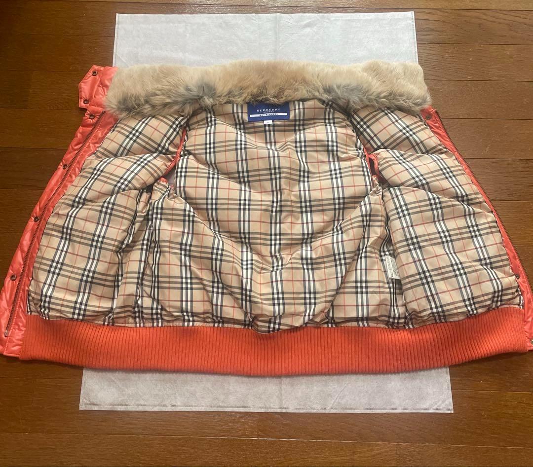 バーバリーブルーレーベル ダウンベスト ラビットファー ノバチェック ワッペン