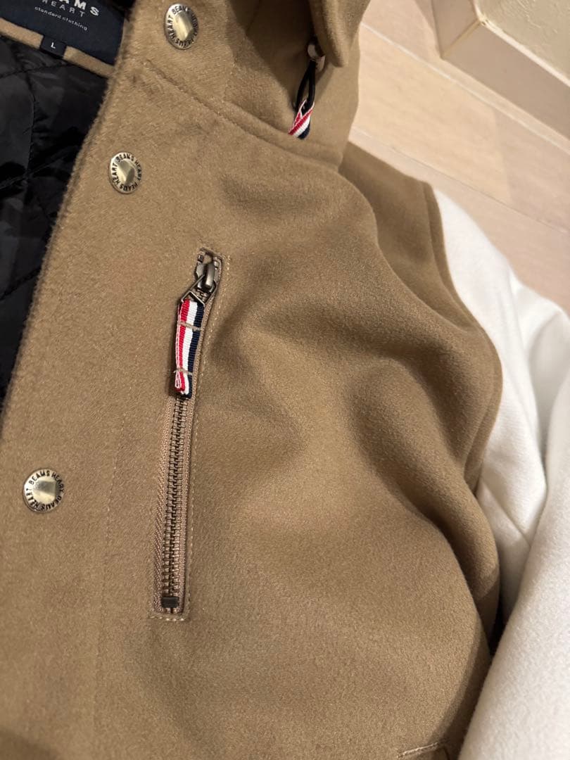 ※専用着用少　【BEAMS HEART】パーカー　スタジャン　ベージュ✖︎ホワイト