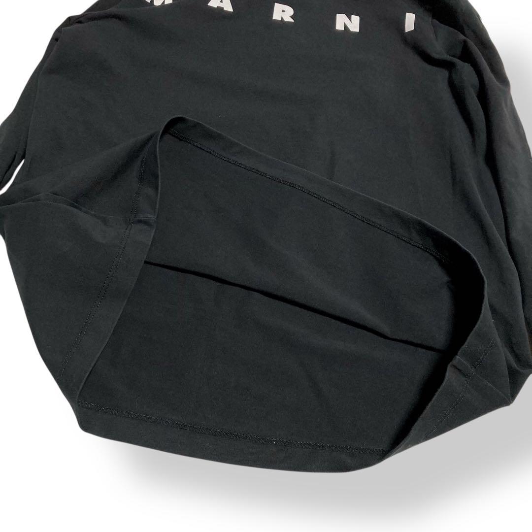 マルニ★MARNI ロゴ ロングスリーブT バイカラー カットソー ブラック M