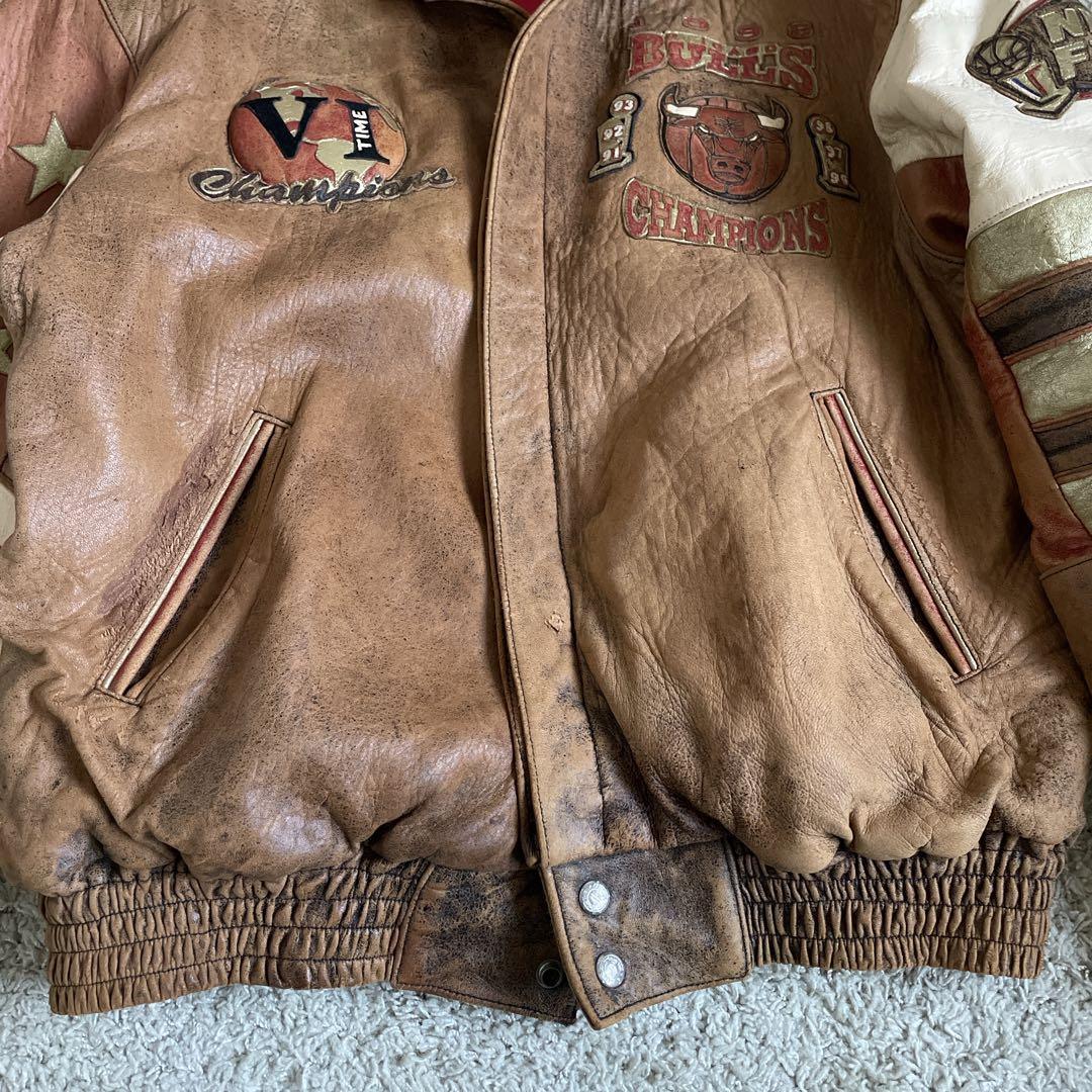 Jeff Hamilton BULLS レザー スタジャン ジャケット 90s
