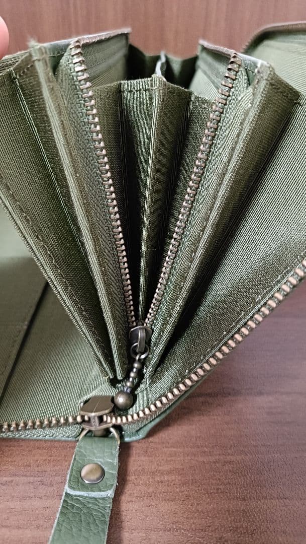 豊岡工房 牛革 お薬手帳 マルチケース 多機能 財布 オリーブ