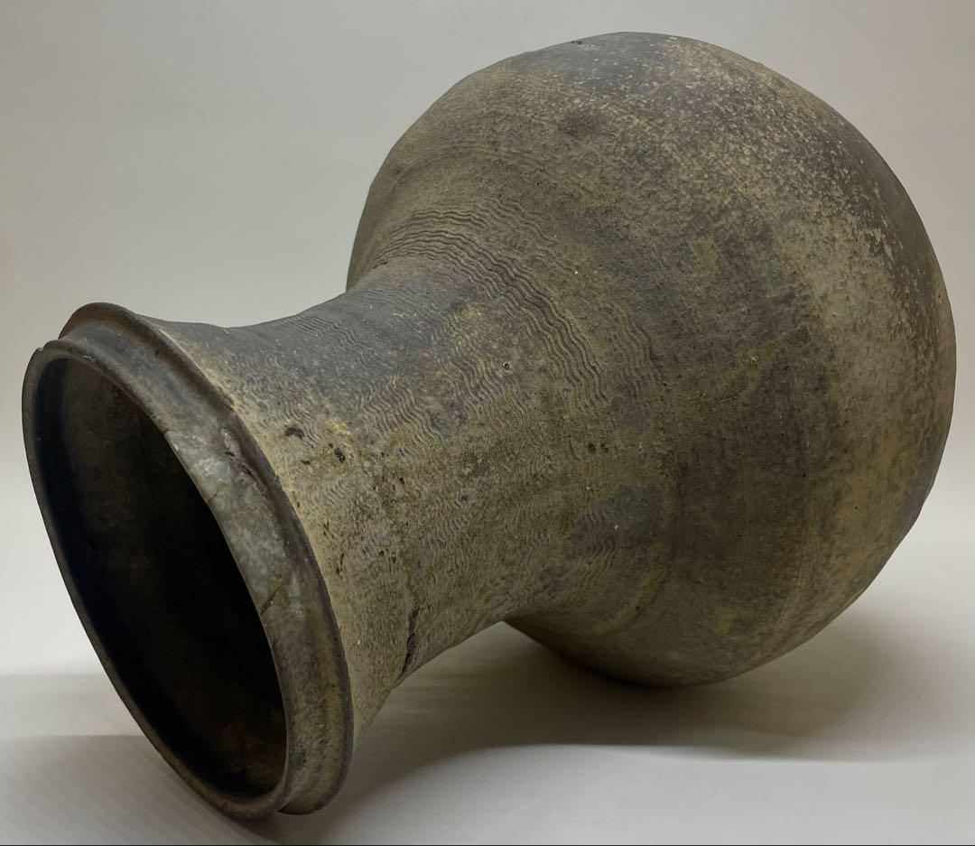 須恵器　波状文広口壺　古壺　胡麻垂れ　花入 　　　k299