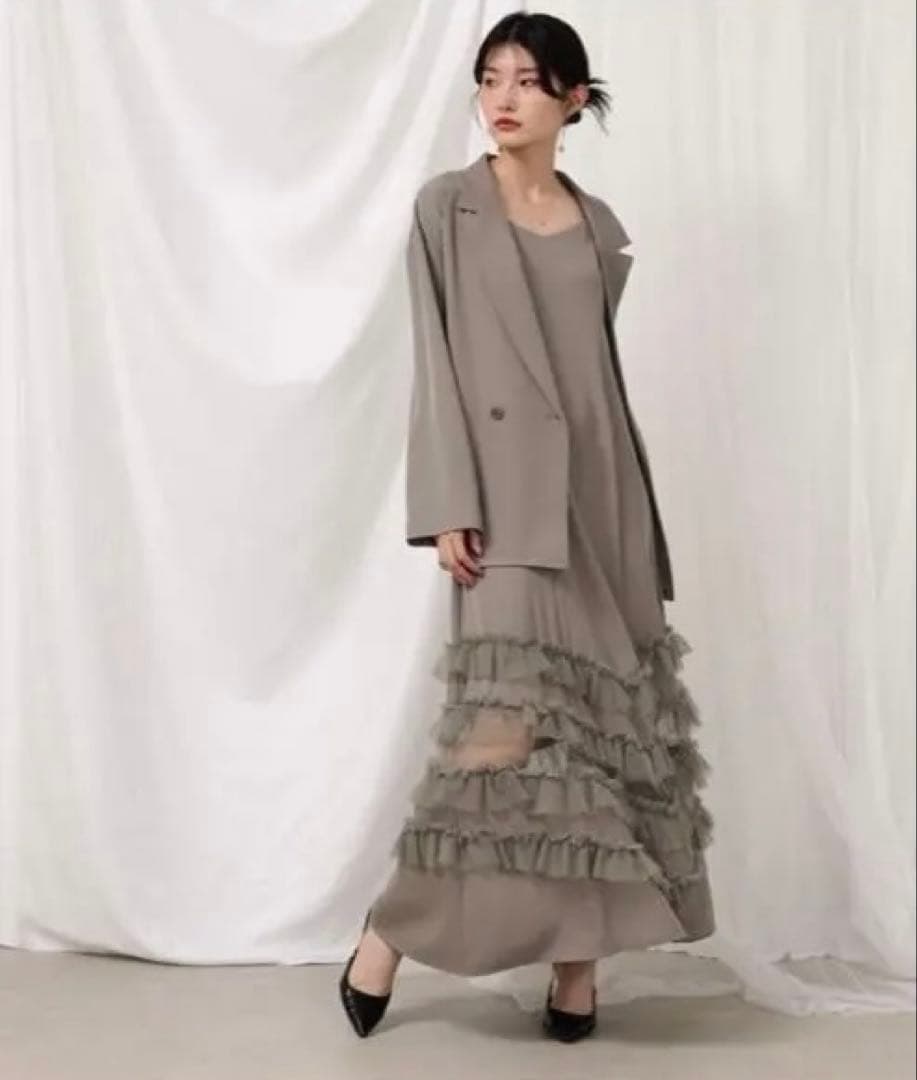 kana 裾フリルキャミワンピース オーバーサイズジャケット 2点セット