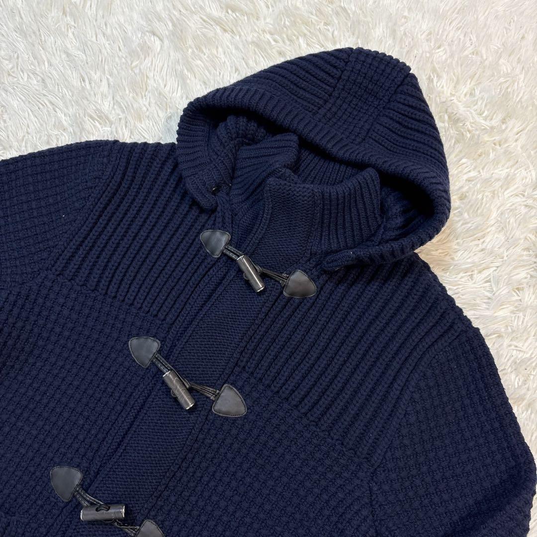 美品✨エンポリオアルマーニ ニット ダッフルコート XL相当 厚手 ネイビー