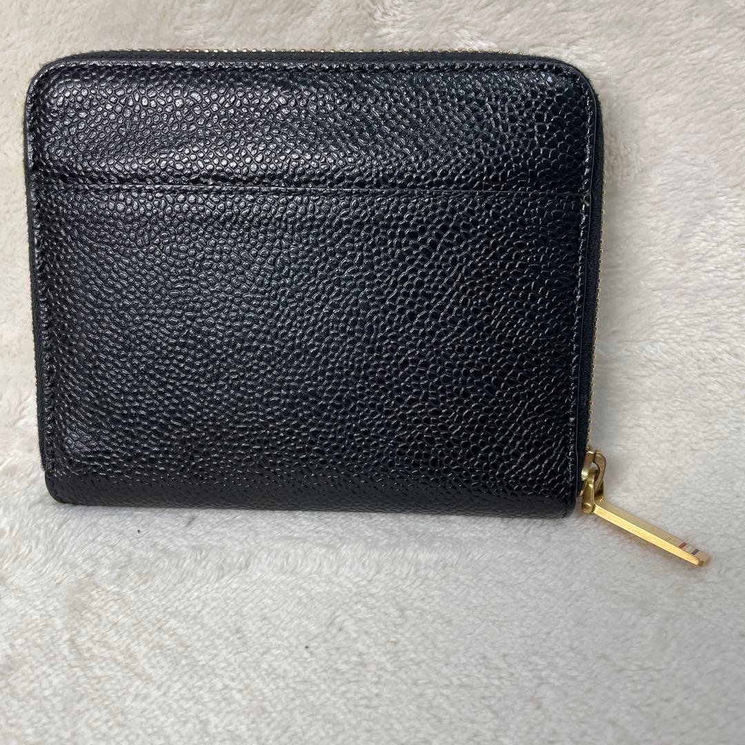 希少 極美品 トムブラウン ロゴ エンボス ジップウォレット 財布 黒 レザー