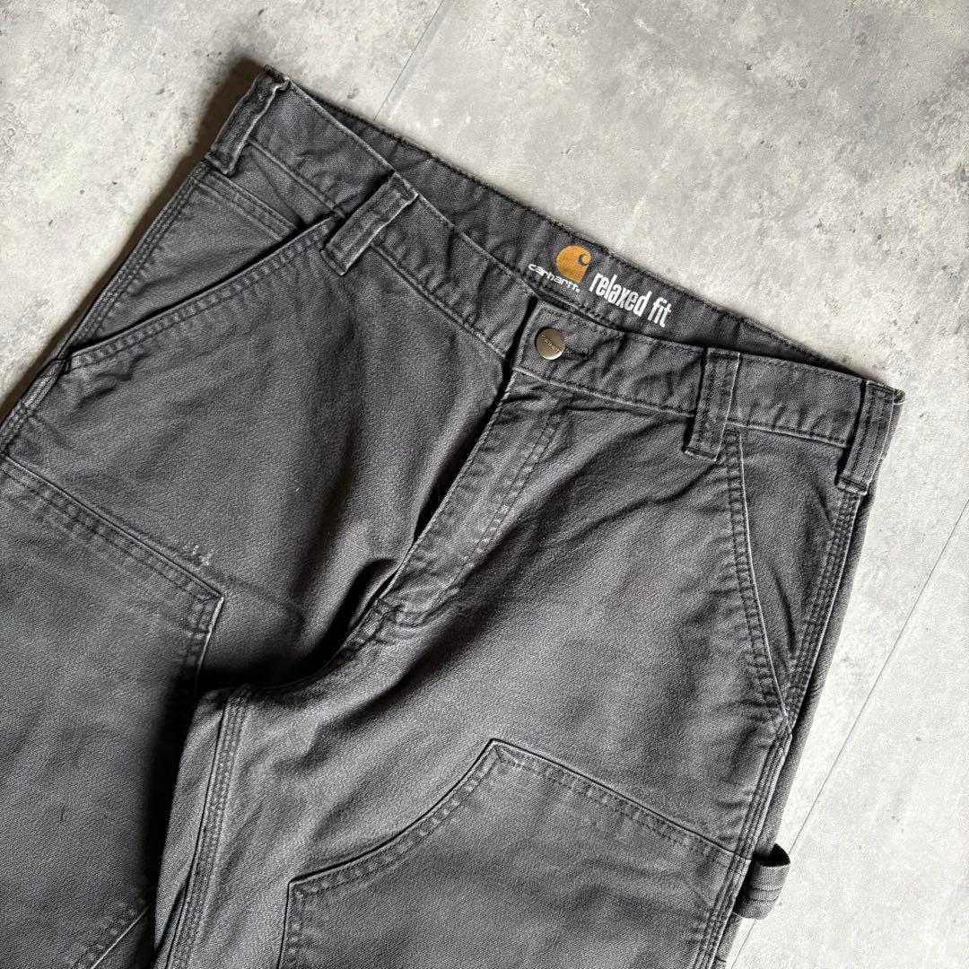 【00s carhartt】ダブルニー　ペインターパンツ　グレー　ダック生地