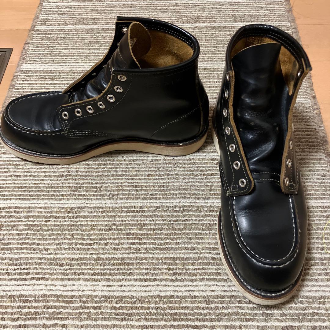 黒 レザー ワークブーツ