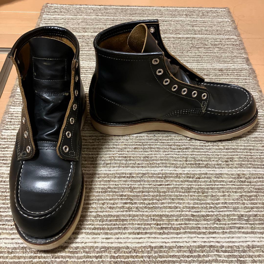 黒 レザー ワークブーツ