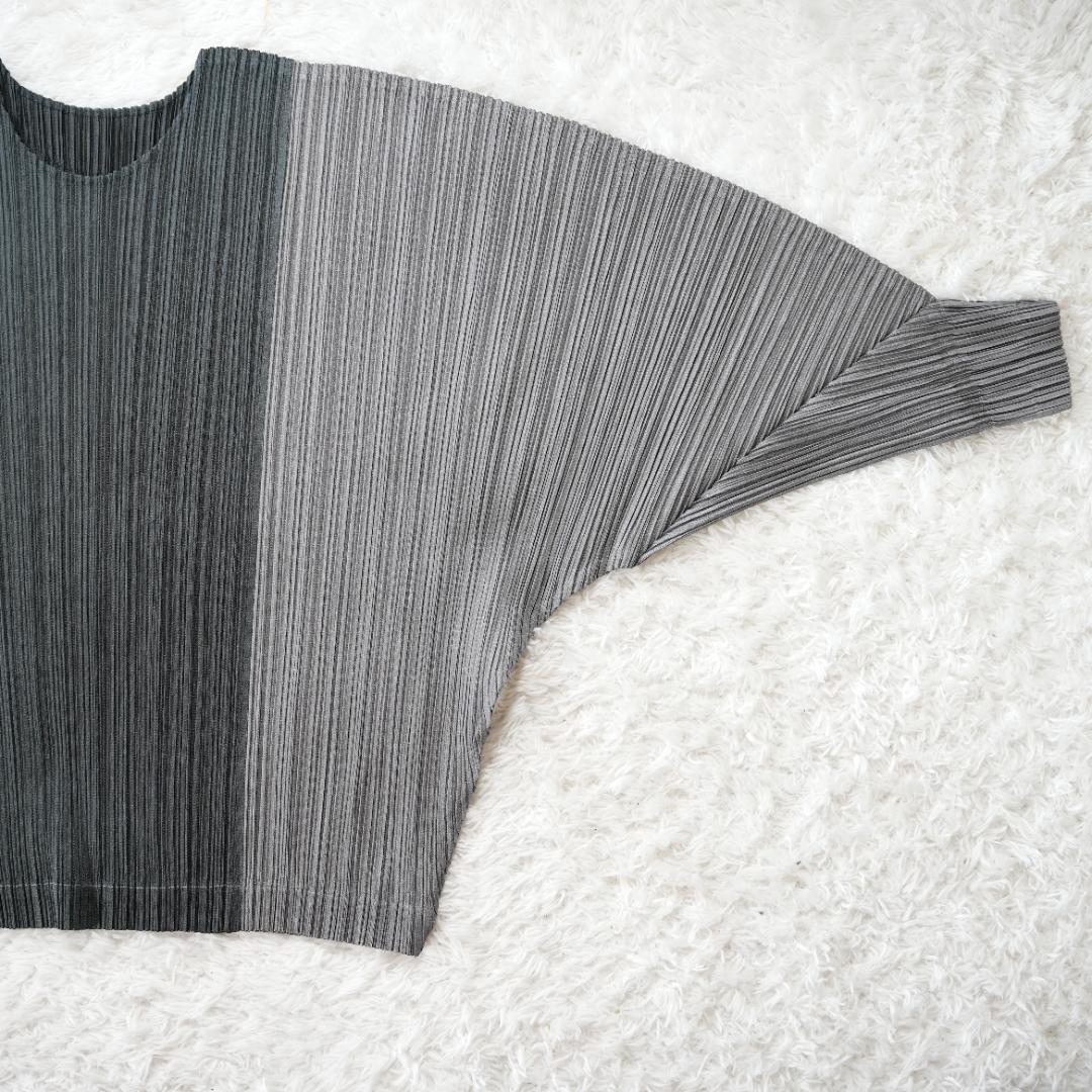 【極美品】プリーツプリーズ　イッセイミヤケ　プリーツトップス　M相当　グレー