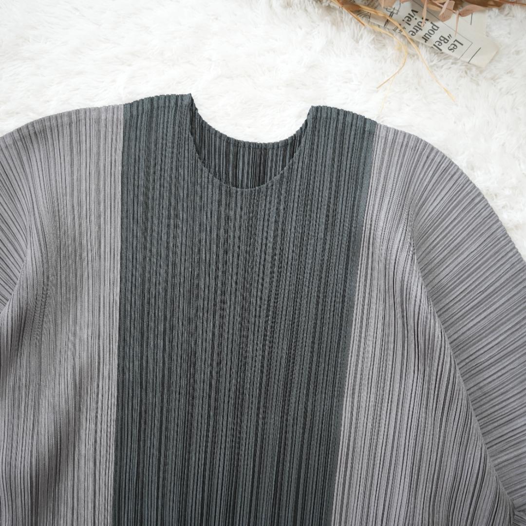 【極美品】プリーツプリーズ　イッセイミヤケ　プリーツトップス　M相当　グレー