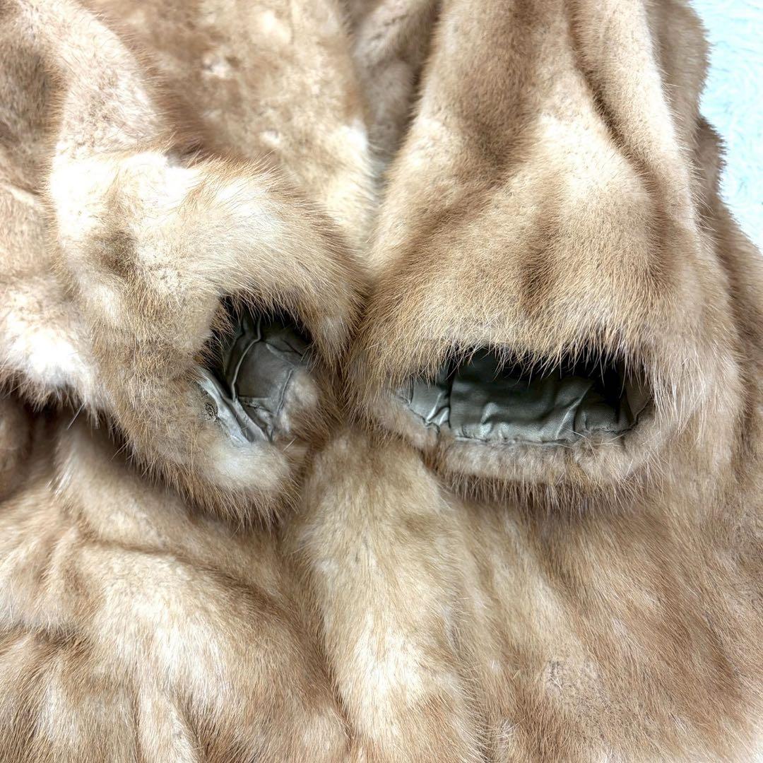 パステルミンク 本毛皮 コート リアルファー Lサイズ相当