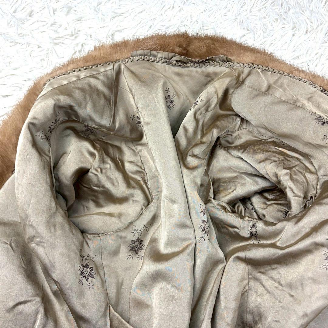 パステルミンク 本毛皮 コート リアルファー Lサイズ相当