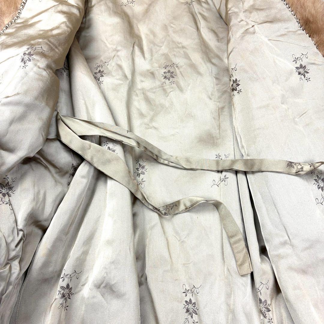 パステルミンク 本毛皮 コート リアルファー Lサイズ相当