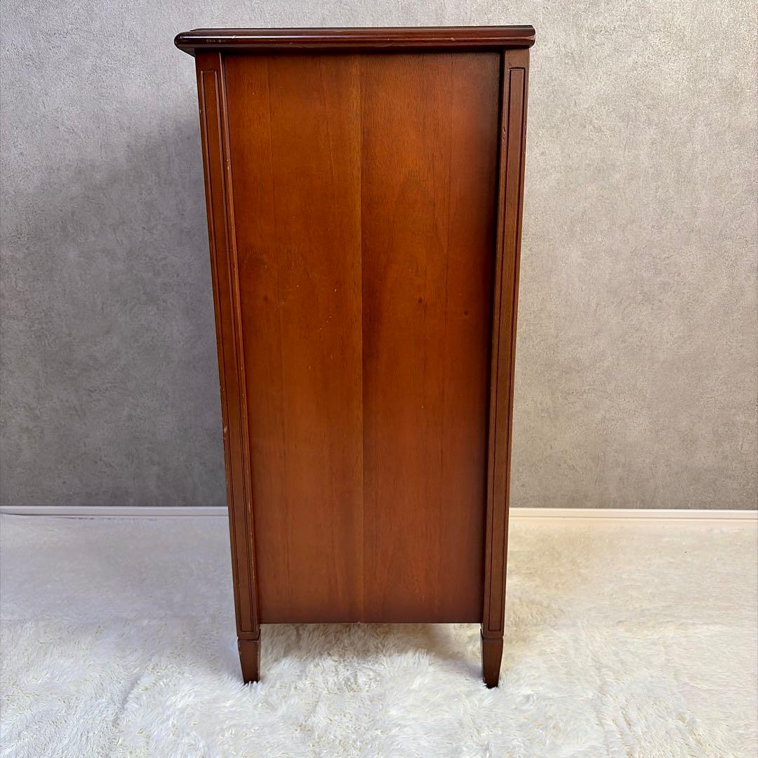 アンティーク調 5段チェスト 天然木 収納棚 コンソール クラシック レトロ