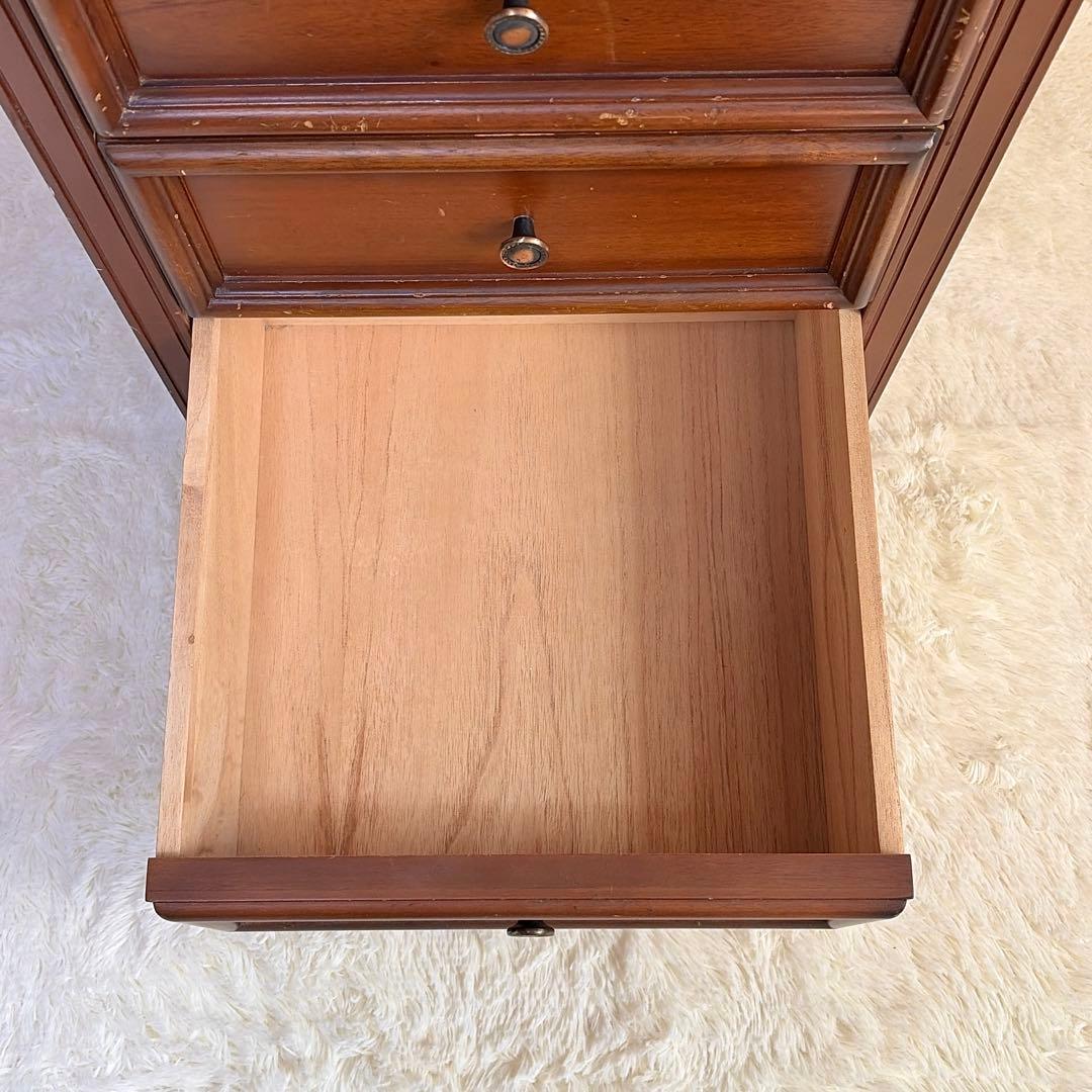 アンティーク調 5段チェスト 天然木 収納棚 コンソール クラシック レトロ