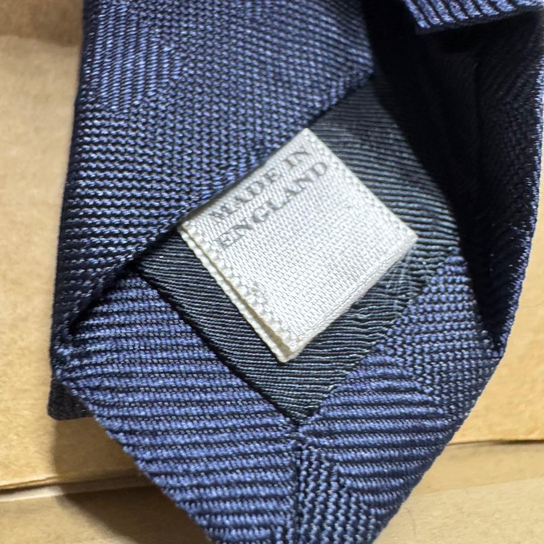 定価3.6万 バーバリー ノバチェック ナロータイ ネクタイ ネイビー 英国製