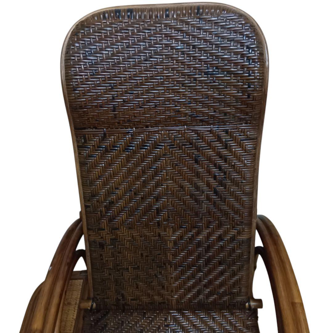 こ*こ様 ラタン　リクライニングチェア ブラウン　希少　ラタンフレーム