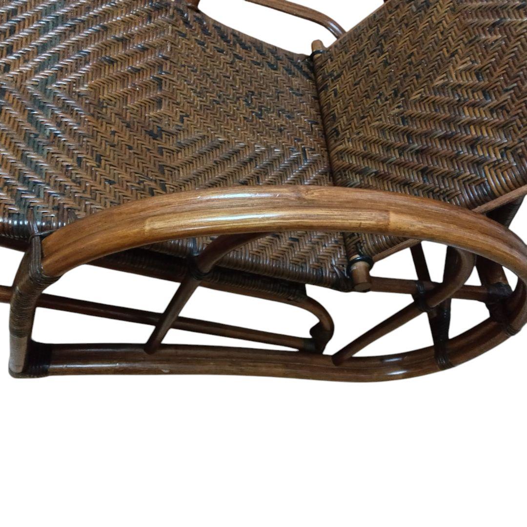 こ*こ様 ラタン　リクライニングチェア ブラウン　希少　ラタンフレーム