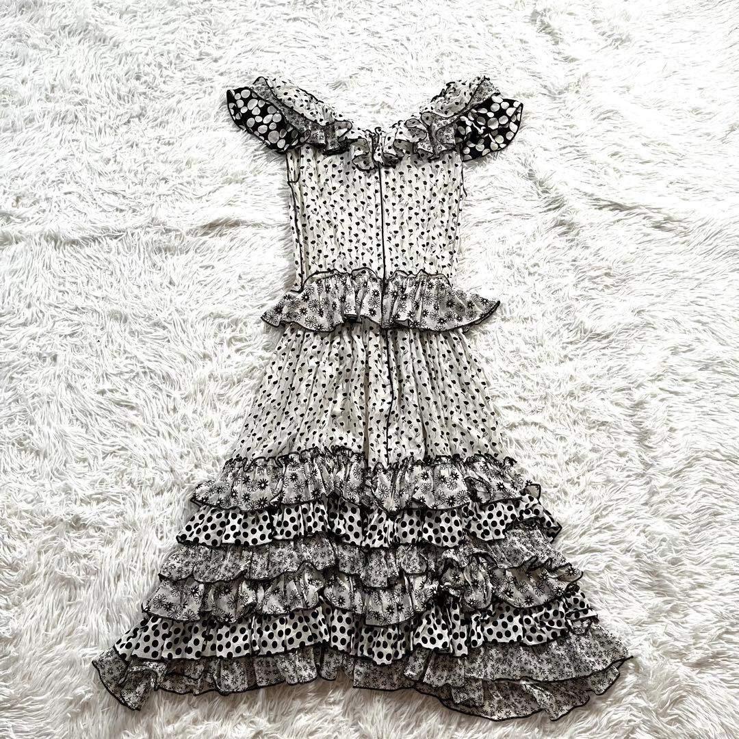 ドルチェアンドガッバーナ　　ドット　ティアード　ワンピース フリル　花柄