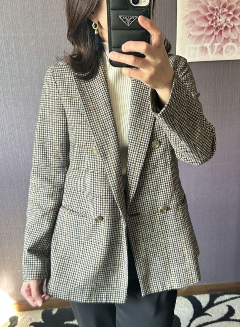 IENA　テーラードジャケット　チェック ダブル